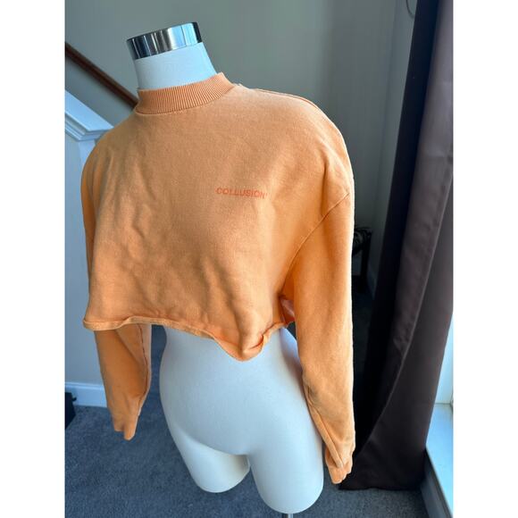 Collusion cropped orange crewneck sweatshirt, size XS - Picture 5 of 9